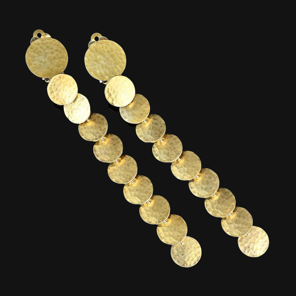 Vintage Gold Vermeil Chandelier Earrings – Hammered Discs
