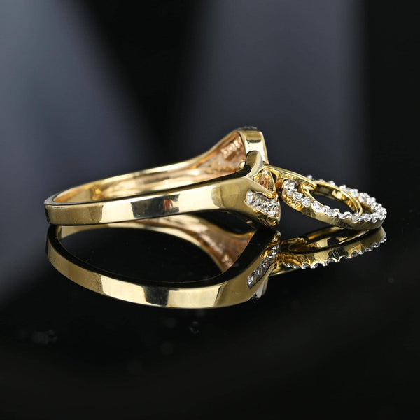 Vintage Gold Bypass Diamond Infinity Circle Charm Ring - Boylerpf