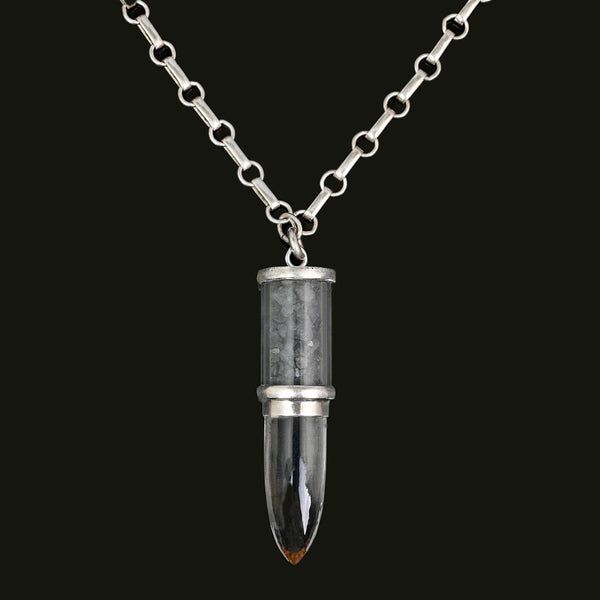 Vintage Sterling Silver Rock Crystal Quartz Shaker Pendant