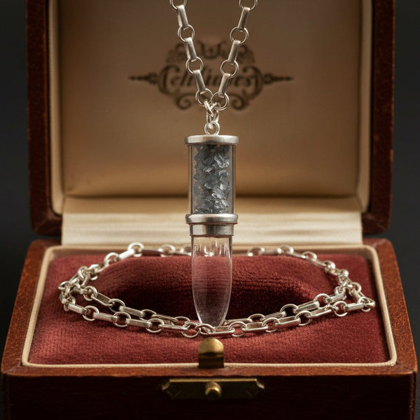 Vintage Sterling Silver Rock Crystal Quartz Shaker Pendant