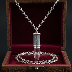 Vintage Sterling Silver Rock Crystal Quartz Shaker Pendant - Boylerpf