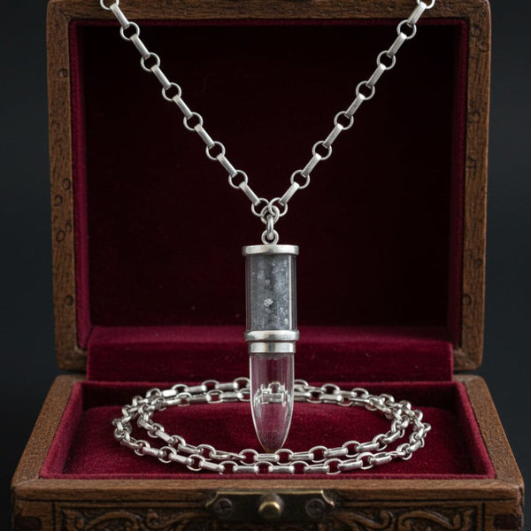 Vintage Sterling Silver Rock Crystal Quartz Shaker Pendant