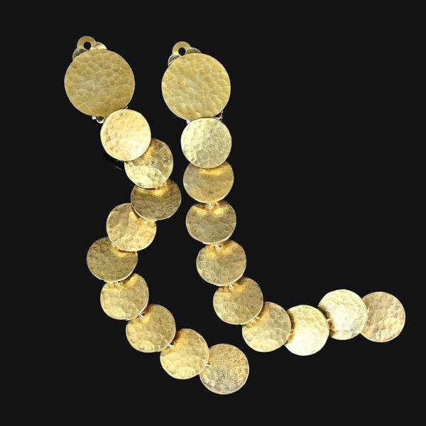 Vintage Gold Vermeil Chandelier Earrings – Hammered Discs