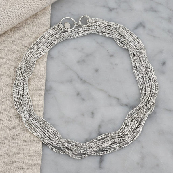 Vintage Sterling Silver Triple Foxtail Chain Necklace 108 Grams