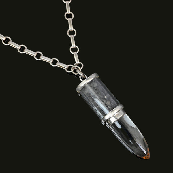 Vintage Sterling Silver Rock Crystal Quartz Shaker Pendant
