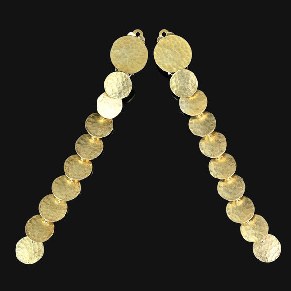 Vintage Gold Vermeil Chandelier Earrings – Hammered Discs