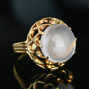 Vintage 14K Gold Cabochon Moonstone Ring - Boylerpf