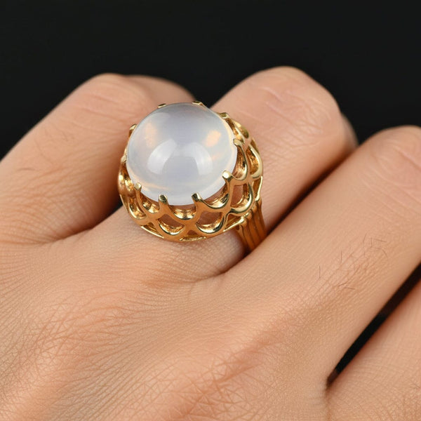 Vintage 14K Gold Cabochon Moonstone Ring - Boylerpf