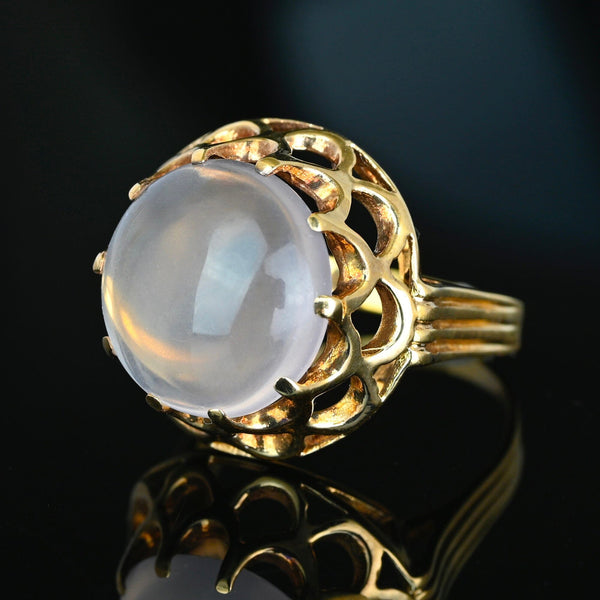 Vintage 14K Gold Cabochon Moonstone Ring - Boylerpf