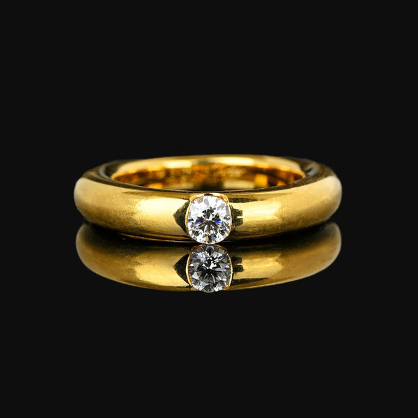 Vintage Cartier Ellipse Diamond Band Ring in 18K Gold - Boylerpf