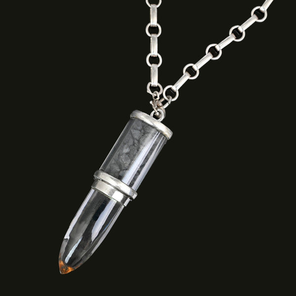 Vintage Sterling Silver Rock Crystal Quartz Shaker Pendant