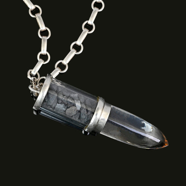 Vintage Sterling Silver Rock Crystal Quartz Shaker Pendant