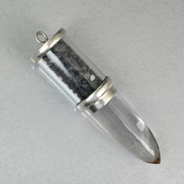 Vintage Sterling Silver Rock Crystal Quartz Shaker Pendant