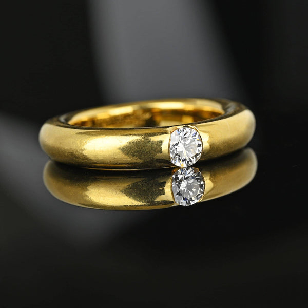 Vintage Cartier Ellipse Diamond Band Ring in 18K Gold - Boylerpf