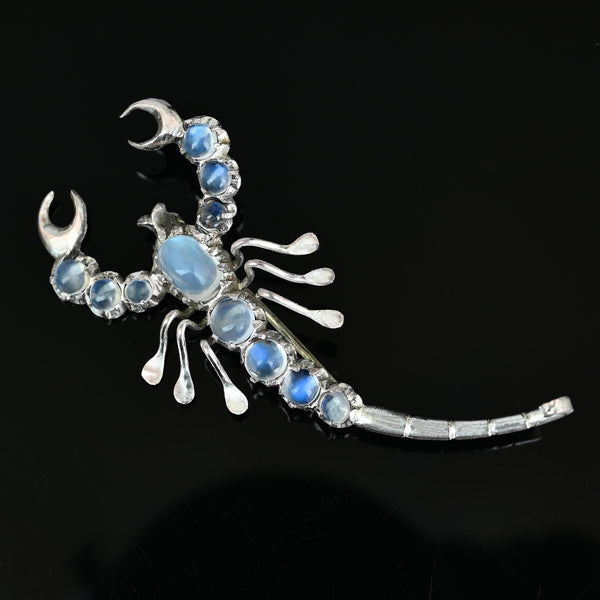 Antique Scorpion Brooch with Iridescent Moonstones