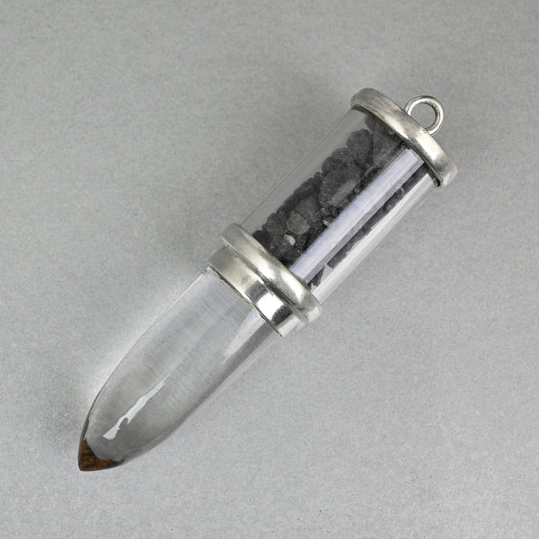 Vintage Sterling Silver Rock Crystal Quartz Shaker Pendant