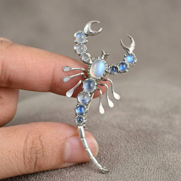 Antique Scorpion Brooch with Iridescent Moonstones