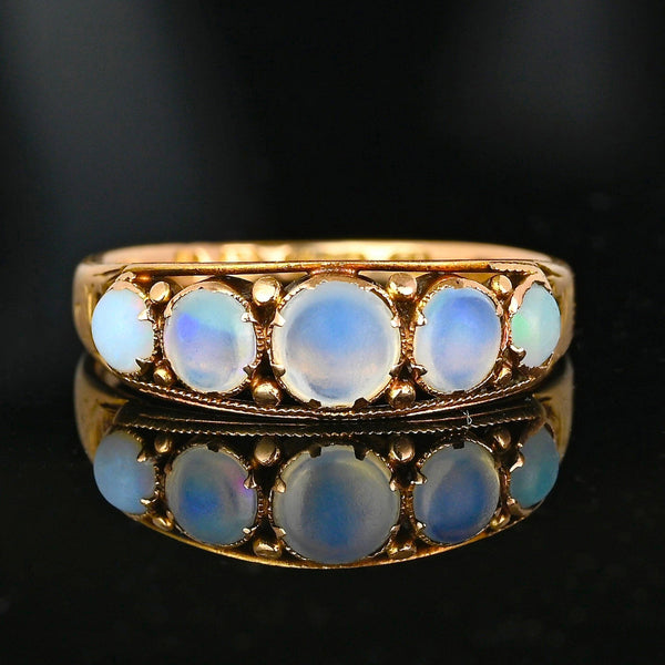 Antique Georgian 15K Gold Five Stone Opal Ring Band - Boylerpf