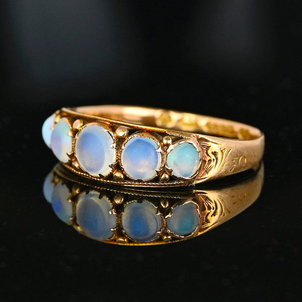 Antique Georgian 15K Gold Five Stone Opal Ring Band - Boylerpf