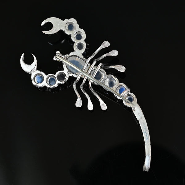 Antique Scorpion Brooch with Iridescent Moonstones
