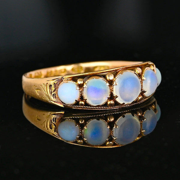 Antique Georgian 15K Gold Five Stone Opal Ring Band - Boylerpf
