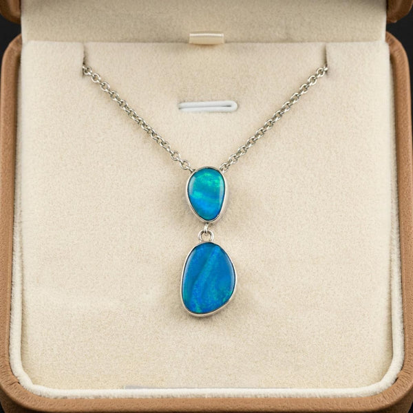 Australian Boulder Opal Pendant Necklace in Sterling Silver