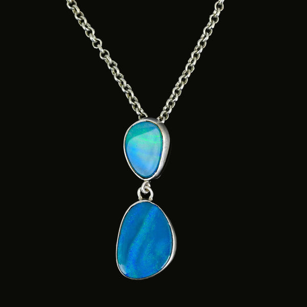 Australian Boulder Opal Pendant Necklace in Sterling Silver