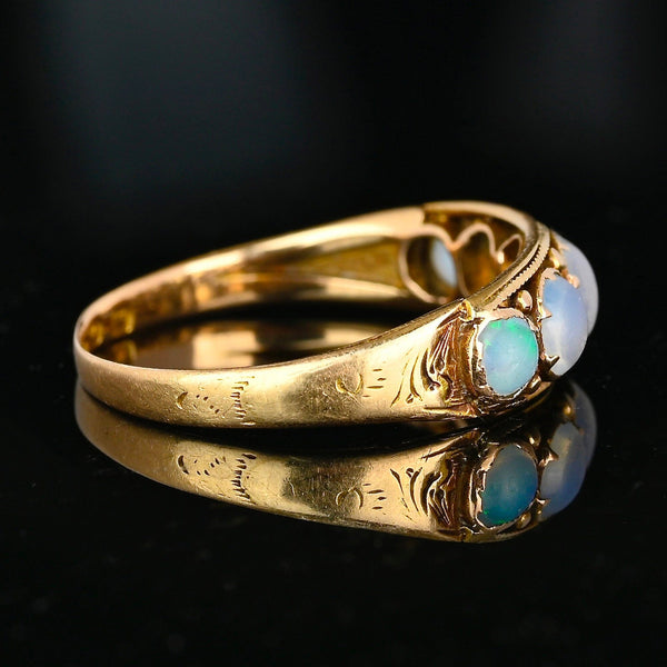 Antique Georgian 15K Gold Five Stone Opal Ring Band - Boylerpf