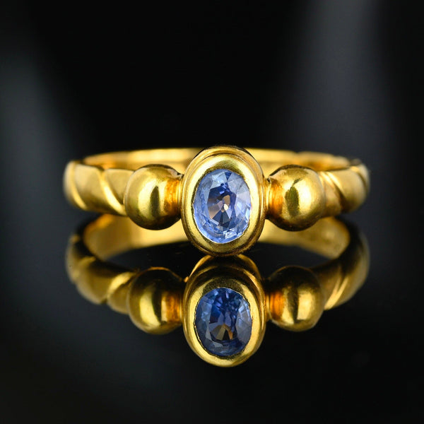 Vintage 18K Gold Natural Sapphire Ring Band - Boylerpf