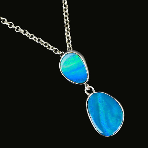 Australian Boulder Opal Pendant Necklace in Sterling Silver
