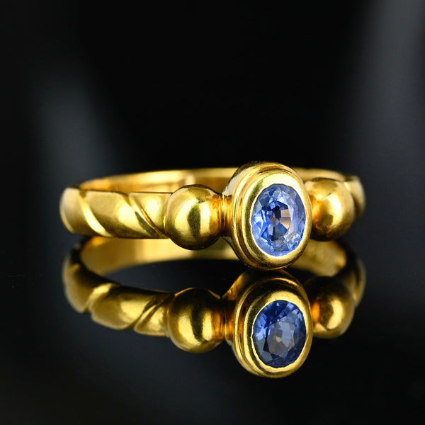 Vintage 18K Gold Natural Sapphire Ring Band - Boylerpf