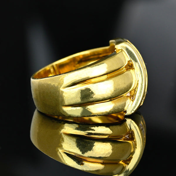 Vintage 18K Gold Baguette Diamond Wide Band Ring