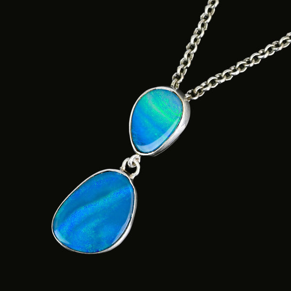 Australian Boulder Opal Pendant Necklace in Sterling Silver
