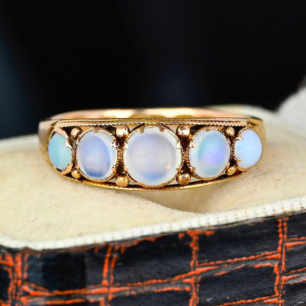 Antique Georgian 15K Gold Five Stone Opal Ring Band - Boylerpf