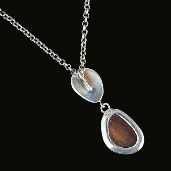 Australian Boulder Opal Pendant Necklace in Sterling Silver