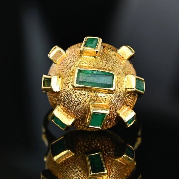 Vintage Sputnik Emerald Ring in 18K Gold Dome Setting - Boylerpf