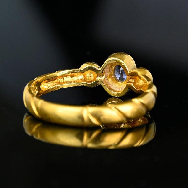 Vintage 18K Gold Natural Sapphire Ring Band - Boylerpf