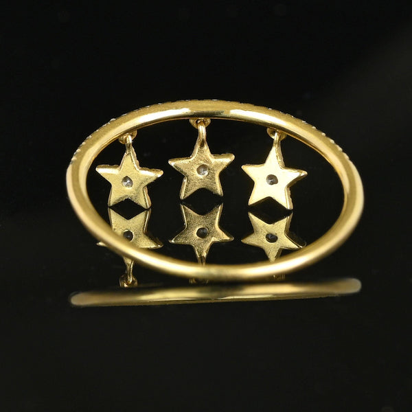 Vintage 14K Gold Dangling Charm Diamond Star Ring - Boylerpf