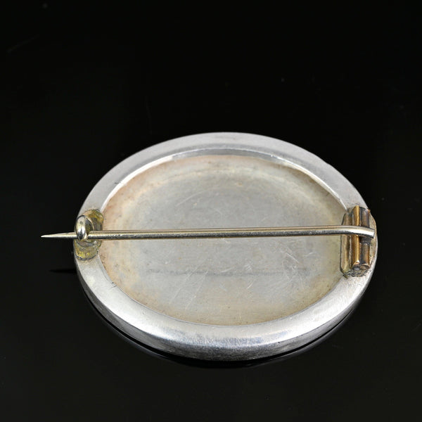 Victorian Gold on Silver Floral Brooch, Antique Oval Pin