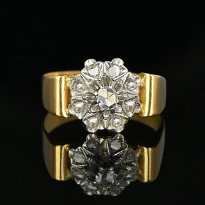 Antique 14K Gold Rose Cut Diamond Halo Cluster Ring - Boylerpf