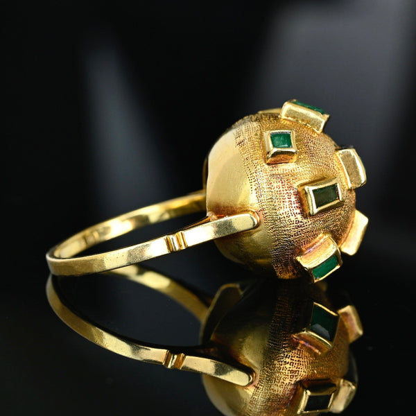 Vintage Sputnik Emerald Ring in 18K Gold Dome Setting - Boylerpf
