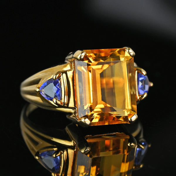 Trillion Cut Tanzanite 6 Ct Step Cut Citrine Ring in Gold - Boylerpf