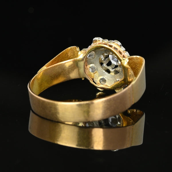 Antique 14K Gold Rose Cut Diamond Halo Cluster Ring - Boylerpf