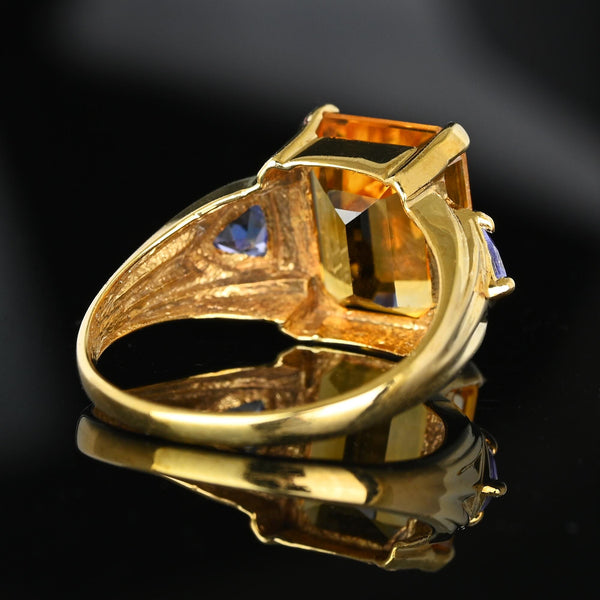 Trillion Cut Tanzanite 6 Ct Step Cut Citrine Ring in Gold - Boylerpf