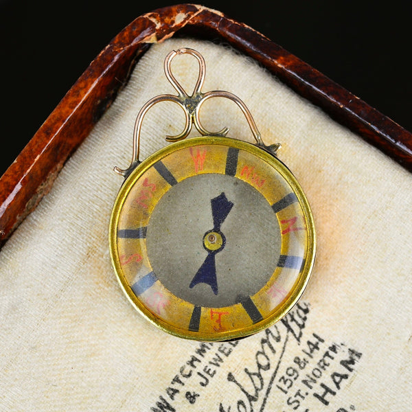 Antique Edwardian Gold Compass Fob Pendant - Boylerpf