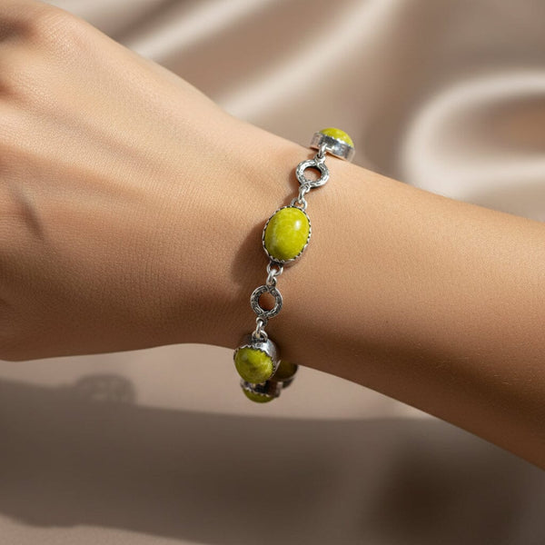 Arts & Crafts Scottish Iona Marble Sterling Silver Bracelet
