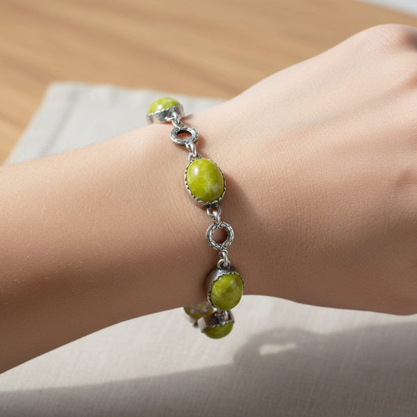 Arts & Crafts Scottish Iona Marble Sterling Silver Bracelet