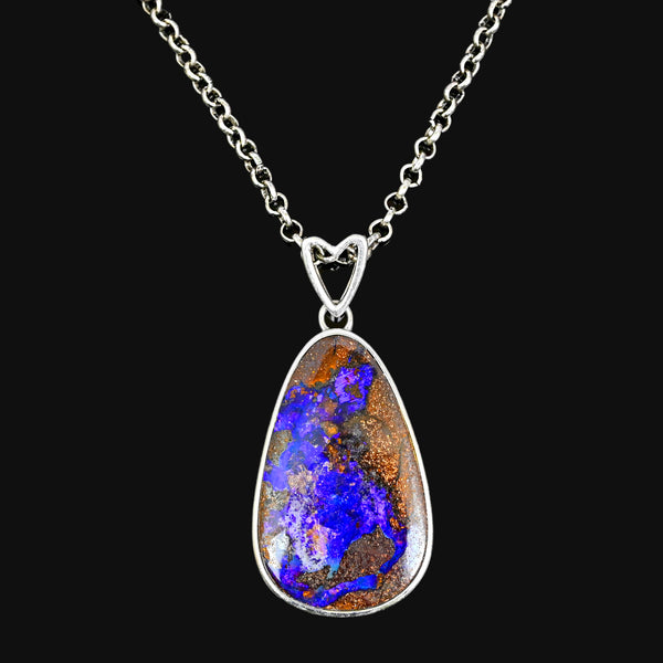 Vintage Australian Boulder Opal Sterling Silver Pendant