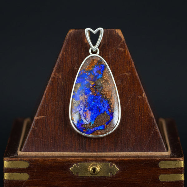 Vintage Australian Boulder Opal Sterling Silver Pendant
