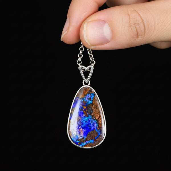 Vintage Australian Boulder Opal Sterling Silver Pendant